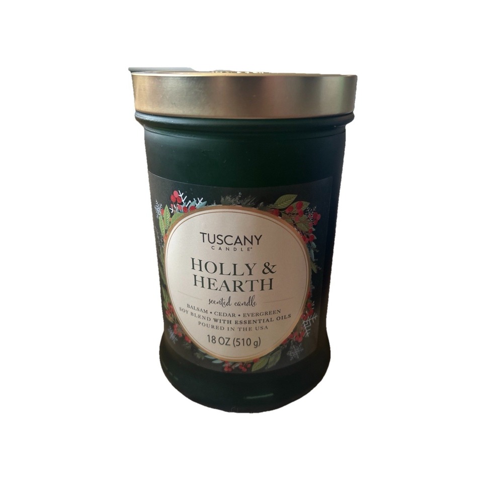 New Tuscany Scented Soy Candle with Essential Oils Holly & Hearth 18oz Christmas